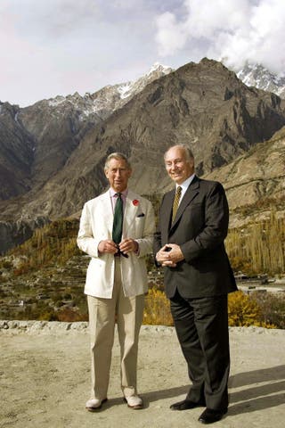 King Charles, then Prince, with the late Aga Khan