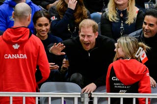 Prince Harry spotted greeting a member of team Canada
