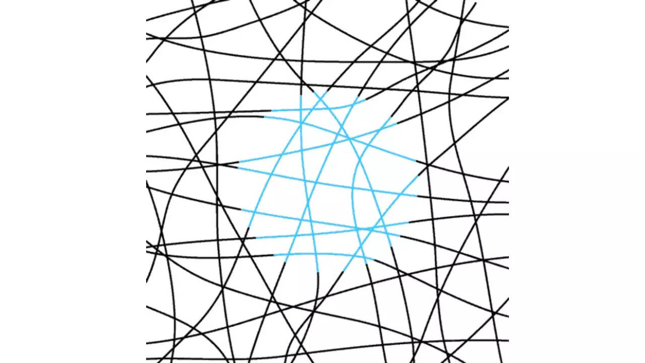 Pic courtesy: Wikimedia/blebspot CC-0This is a classic neon-color-spreading illusion and is not the same as the one used in these experiments. Chances are you can glance at this and initially see a light-blue circle in slight contrast to the otherwise white background. But in reality, the background is entirely white; it’s as if the blue from the blue sections of the black filaments bleeds into the circle implied by the ends of the blue lines. illusion