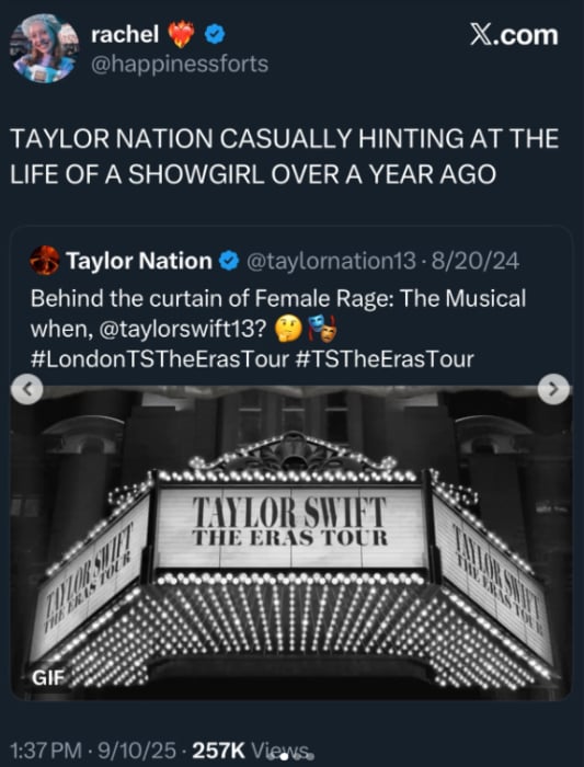 Taylor Swift fans notice major Life of a Showgirl hint from one year ago