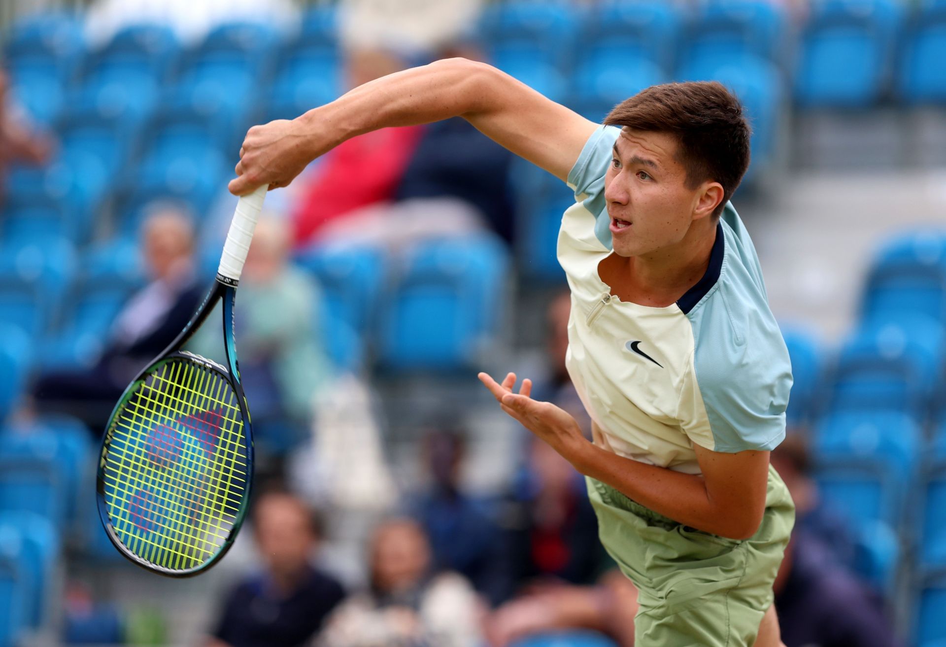 Beibit Zhukayev at the Surbiton Trophy 2024. (Photo: Getty)
